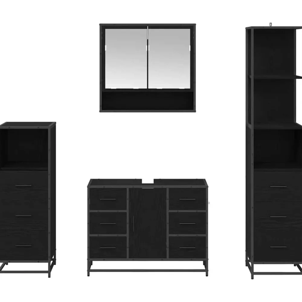 vidaXL Conjuntos De Muebles-Juego de muebles de baño 4 pcs Madera de ingeniería