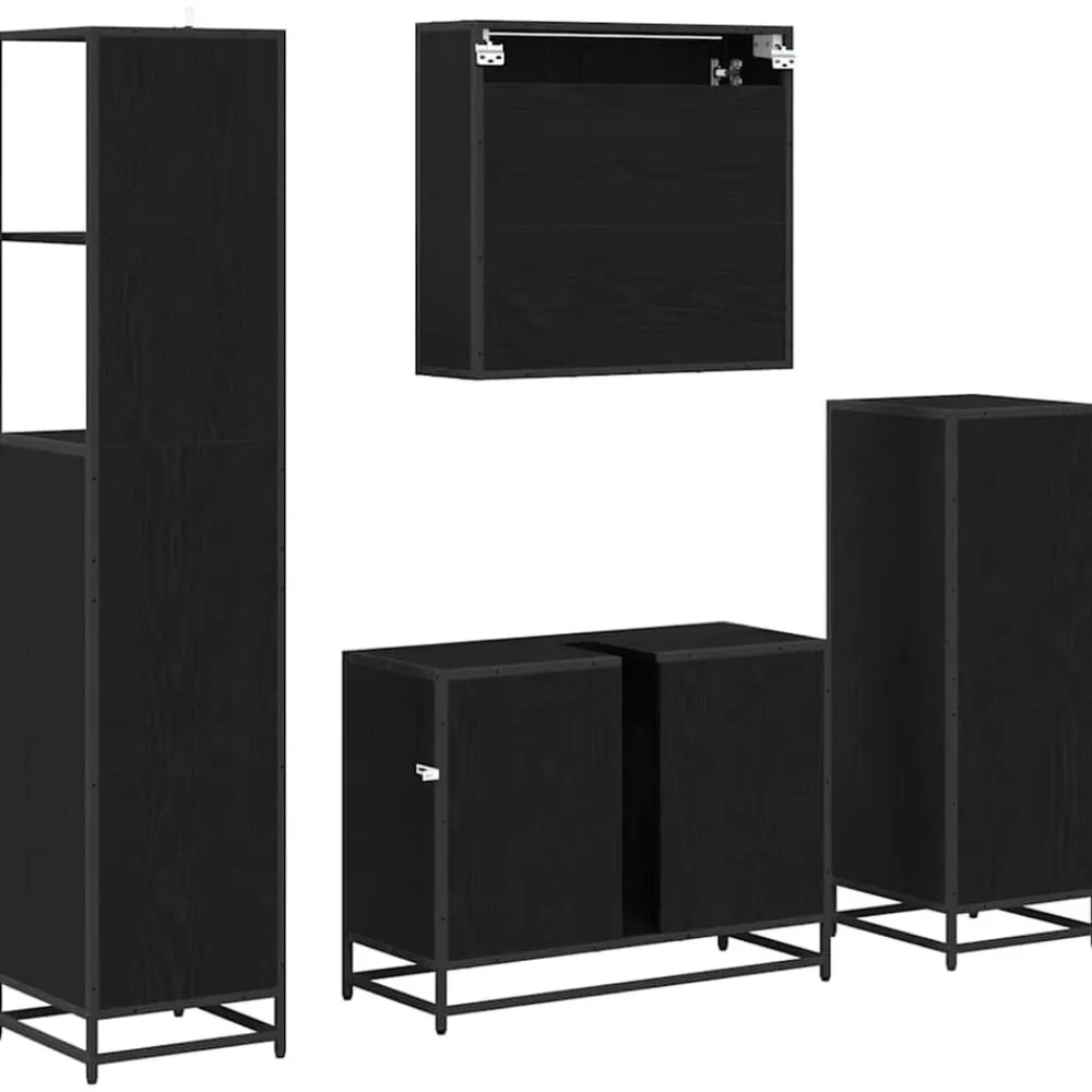 vidaXL Conjuntos De Muebles-Juego de muebles de baño 4 pcs Madera de ingeniería