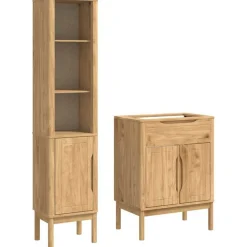 vidaXL Juego de muebles de baño con estante FLORO 2 pcs Marrón cera Marrón cera Clearance