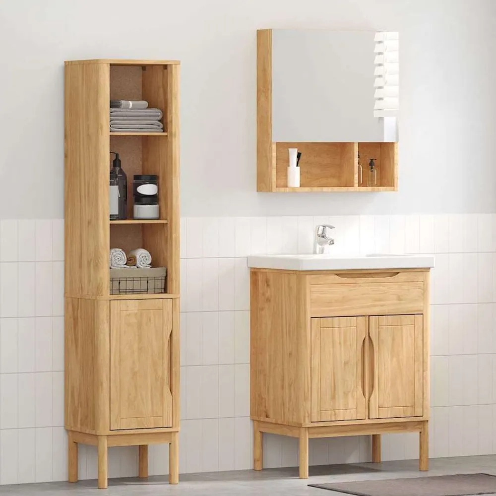 vidaXL Juego de muebles de baño con estante FLORO 2 pcs Marrón cera Marrón cera Clearance