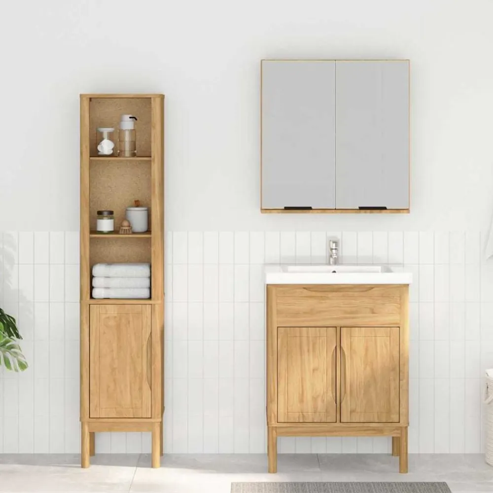 vidaXL Juego de muebles de baño con estante FLORO 2 pcs Marrón cera Marrón cera Clearance