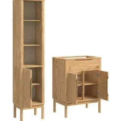 vidaXL Juego de muebles de baño con estante FLORO 2 pcs Marrón cera Marrón cera Clearance