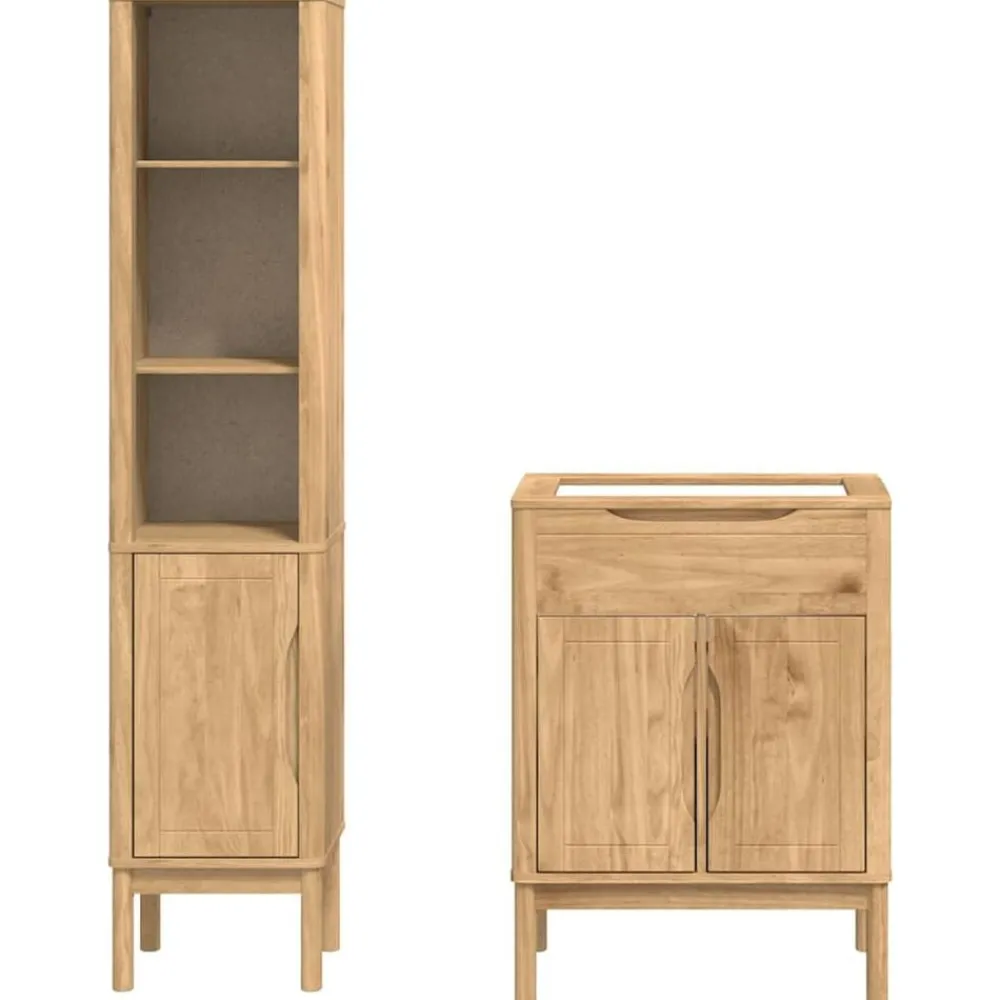 vidaXL Juego de muebles de baño con estante FLORO 2 pcs Marrón cera Marrón cera Clearance