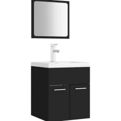 vidaXL Juego de muebles de baño madera de ingeniería Negro Outlet