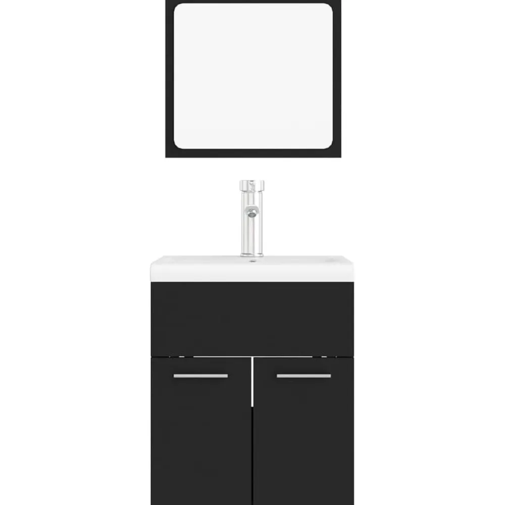 vidaXL Juego de muebles de baño madera de ingeniería Negro Outlet