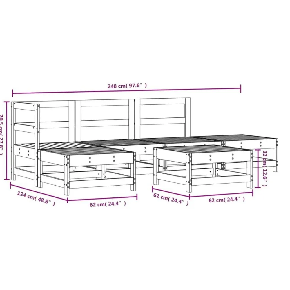 vidaXL Juego de muebles de jardín 6 pzas madera maciza abeto Douglas Douglas natural Online