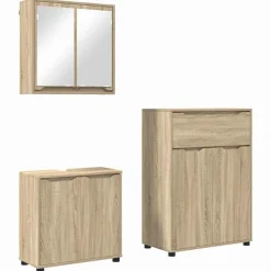vidaXL Juego de muebles de baño con cajón con rueda 3 pcs Roble Sonoma Hot