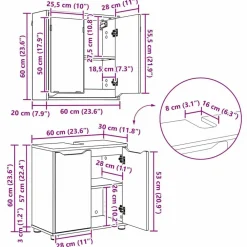 vidaXL Juego de muebles de baño con cajón con rueda 3 pcs Roble Sonoma Hot