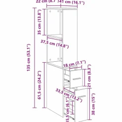vidaXL Juego de muebles de baño 22 x 41 x 135 cm Roble negro Sale