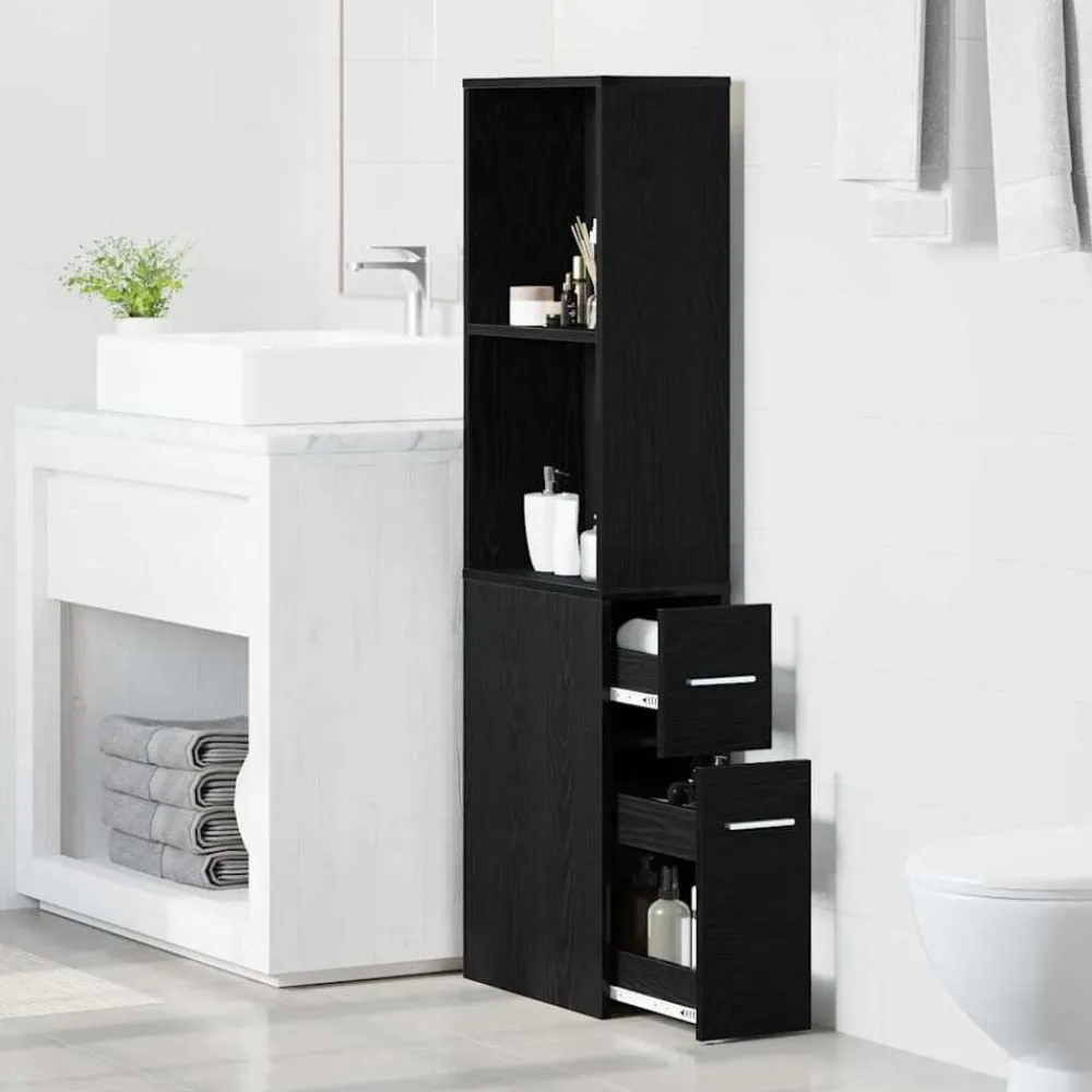 vidaXL Juego de muebles de baño 22 x 41 x 135 cm Roble negro Sale