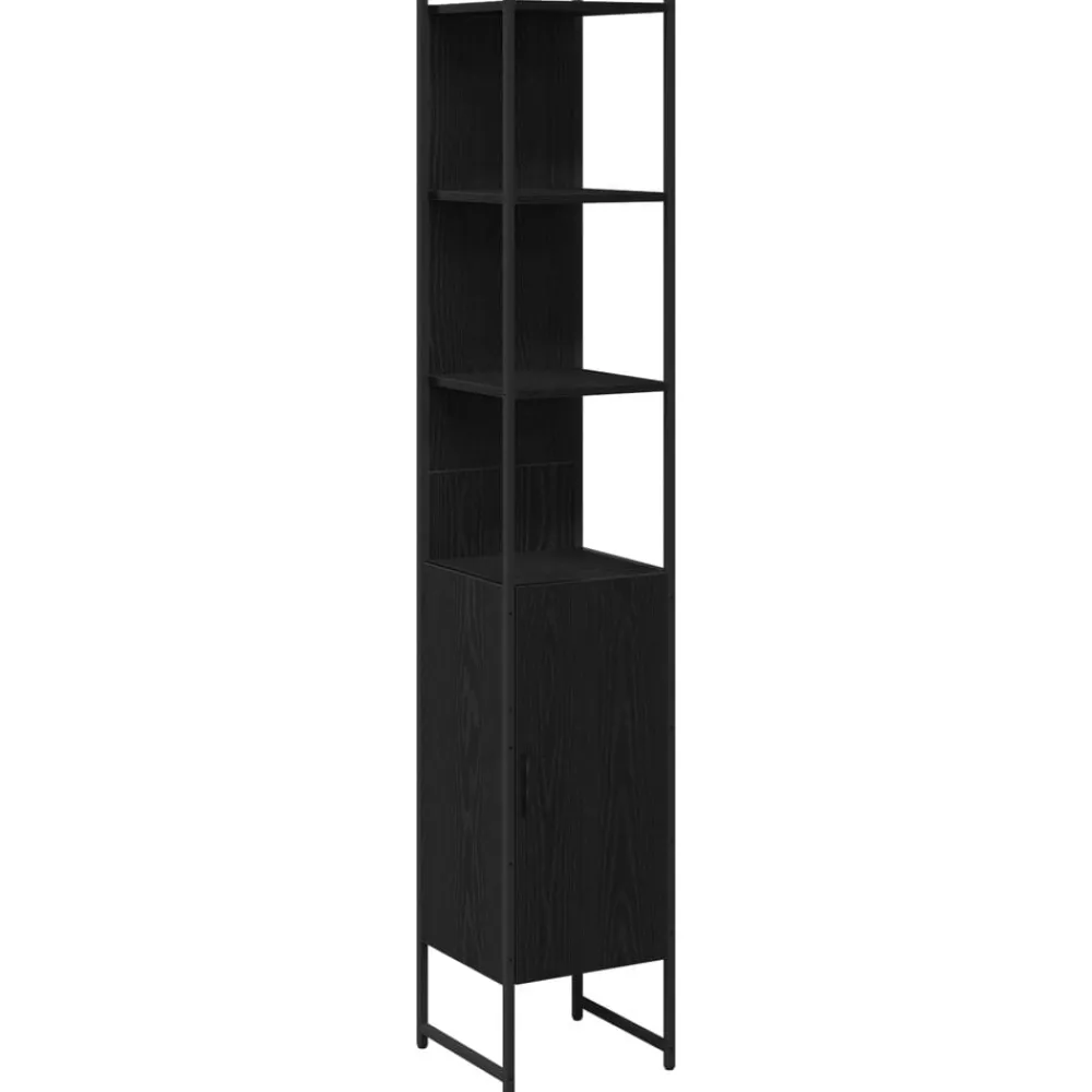 vidaXL Juego de muebles de baño 3 pcs Negro Madera contrachapada Roble negro