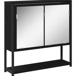vidaXL Juego de muebles de baño 3 pcs Negro Madera contrachapada Roble negro