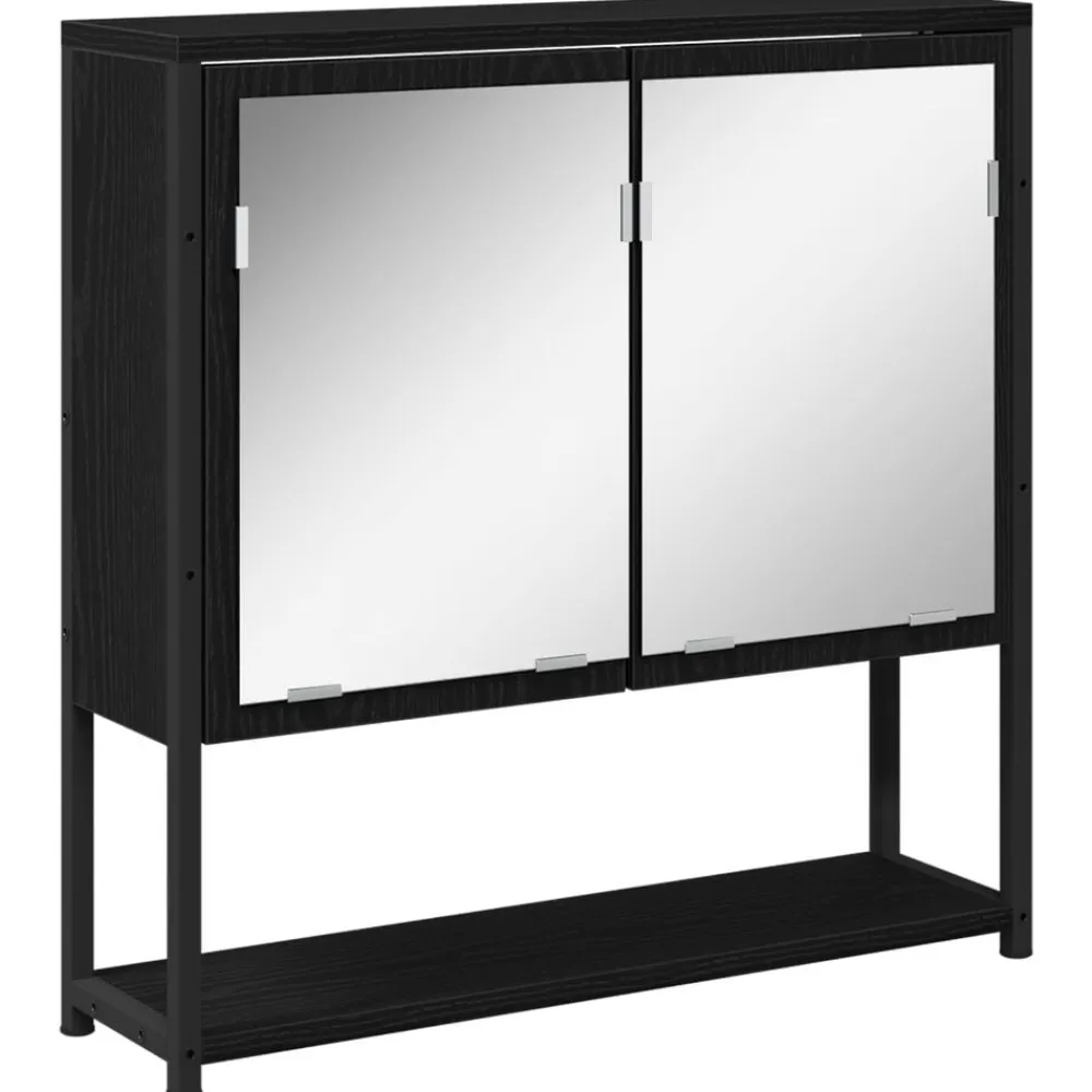 vidaXL Juego de muebles de baño 3 pcs Negro Madera contrachapada Roble negro