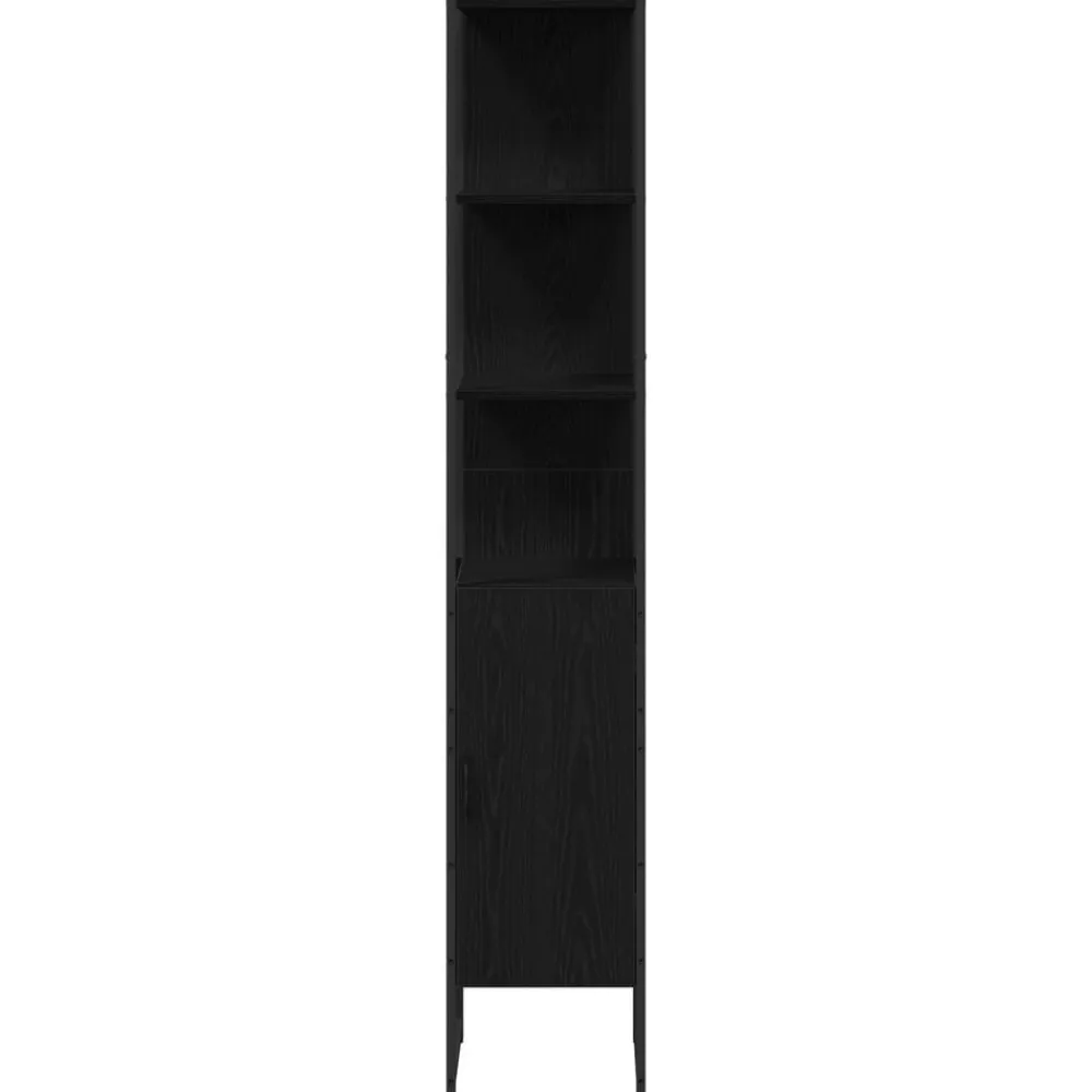 vidaXL Juego de muebles de baño 3 pcs Negro Madera contrachapada Roble negro