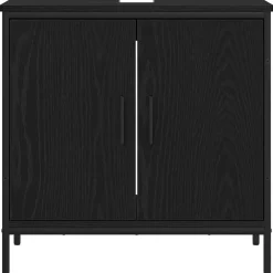 vidaXL Juego de muebles de baño 3 pcs Negro Madera contrachapada Roble negro