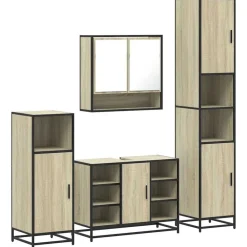 vidaXL Juego de muebles de baño 4 pzas contrachapada Roble Sonoma Clearance