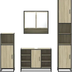 vidaXL Juego de muebles de baño 4 pzas contrachapada Roble Sonoma Clearance