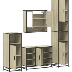 vidaXL Juego de muebles de baño 4 pzas contrachapada Roble Sonoma Clearance