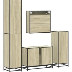 vidaXL Juego de muebles de baño 4 pzas contrachapada Roble Sonoma Clearance