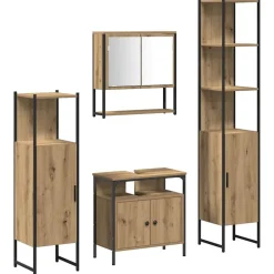 vidaXL Juego de muebles de baño con estante 4 pcs Roble artisan Clearance