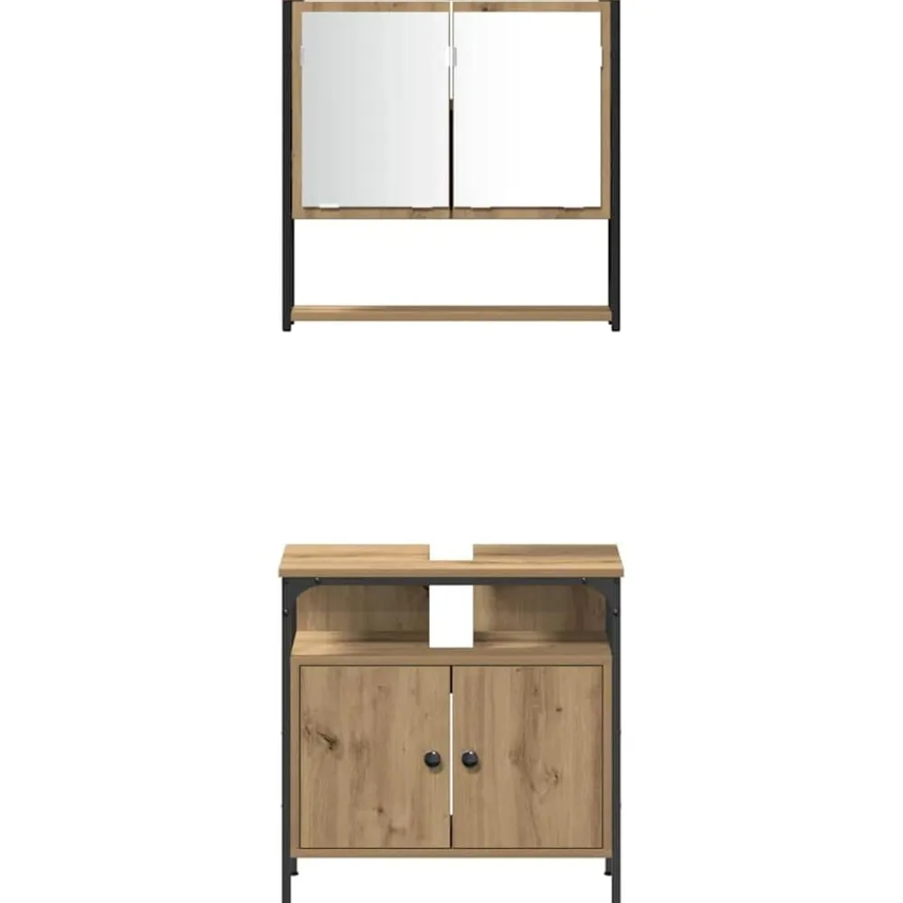 vidaXL Juego de muebles de baño con estante 4 pcs Roble artisan Clearance