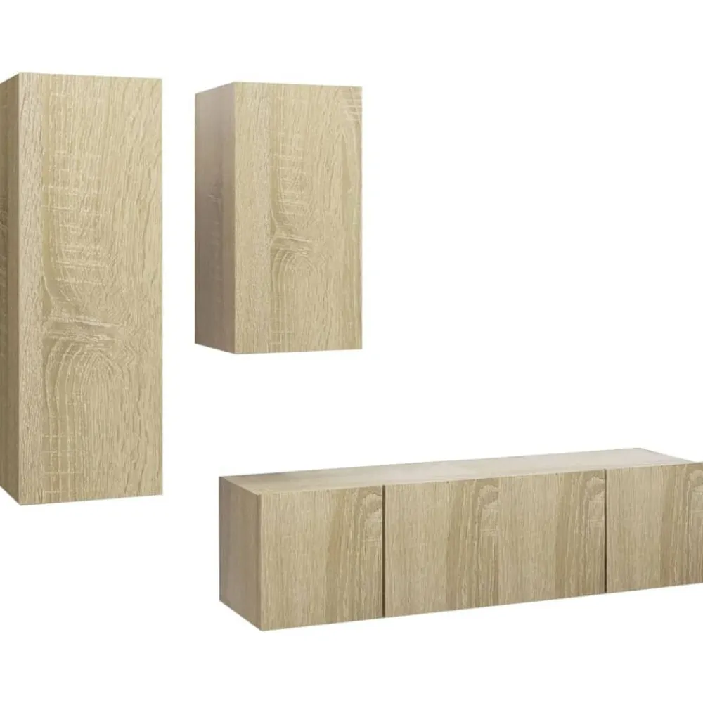 vidaXL Muebles Tv-Juego de muebles de salón 4 piezas