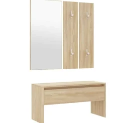 vidaXL Bancos-Juego de muebles de recibidor madera contrachapada