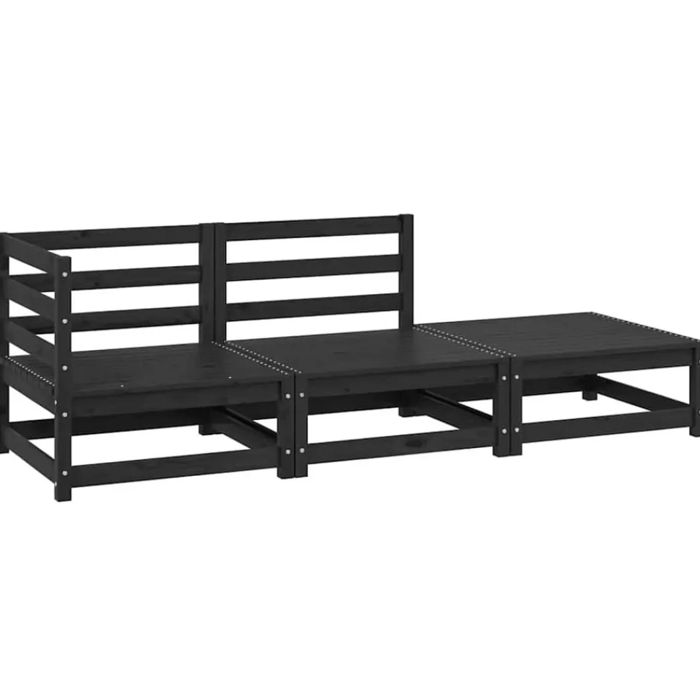 vidaXL Juego de muebles de jardín 3 piezas madera maciza de pino Negro Online