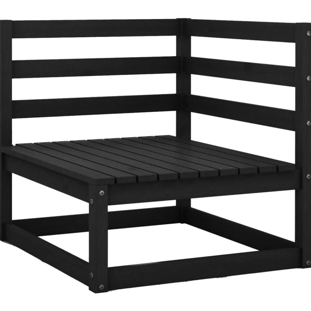 vidaXL Juego de muebles de jardín 3 piezas madera maciza de pino Negro Online