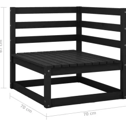 vidaXL Juego de muebles de jardín 3 piezas madera maciza de pino Negro Online