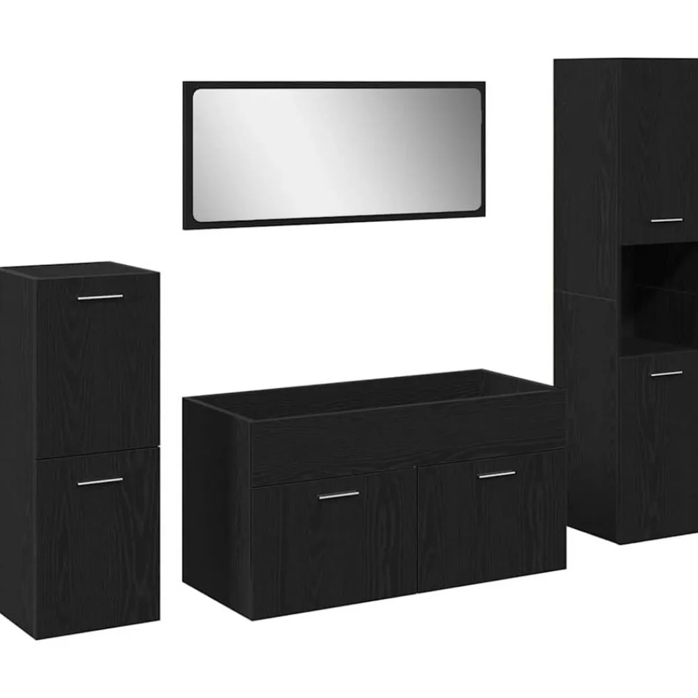 vidaXL Conjuntos De Muebles-Juego de muebles de baño 4 pcs Madera de ingeniería