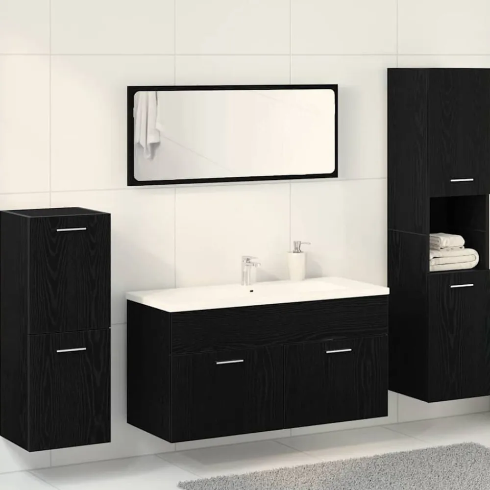 vidaXL Conjuntos De Muebles-Juego de muebles de baño 4 pcs Madera de ingeniería