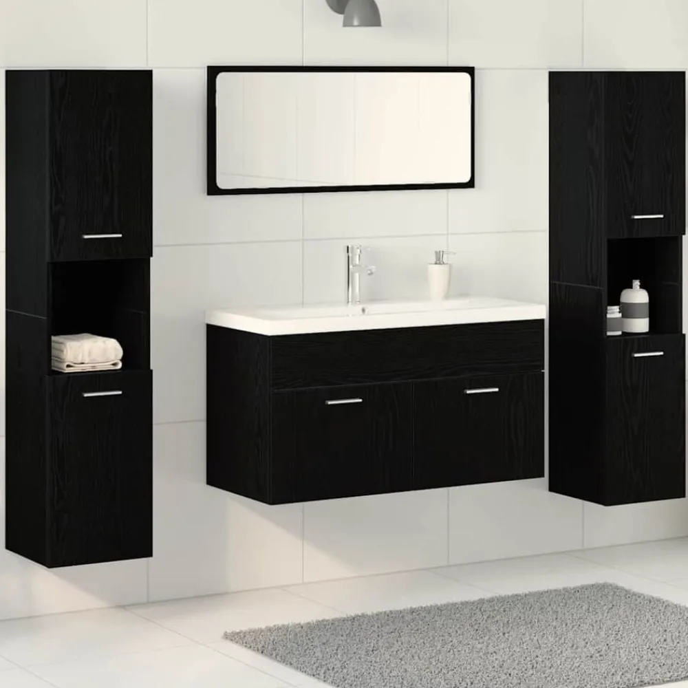 vidaXL Conjuntos De Muebles-Juego de muebles de baño 4 pcs Madera de ingeniería