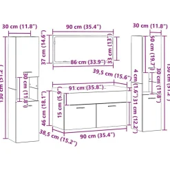 vidaXL Conjuntos De Muebles-Juego de muebles de baño 4 pcs Madera de ingeniería