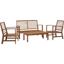vidaXL Muebles De Jardín-Juego de muebles de jardín 4 piezas madera maciza de acacia