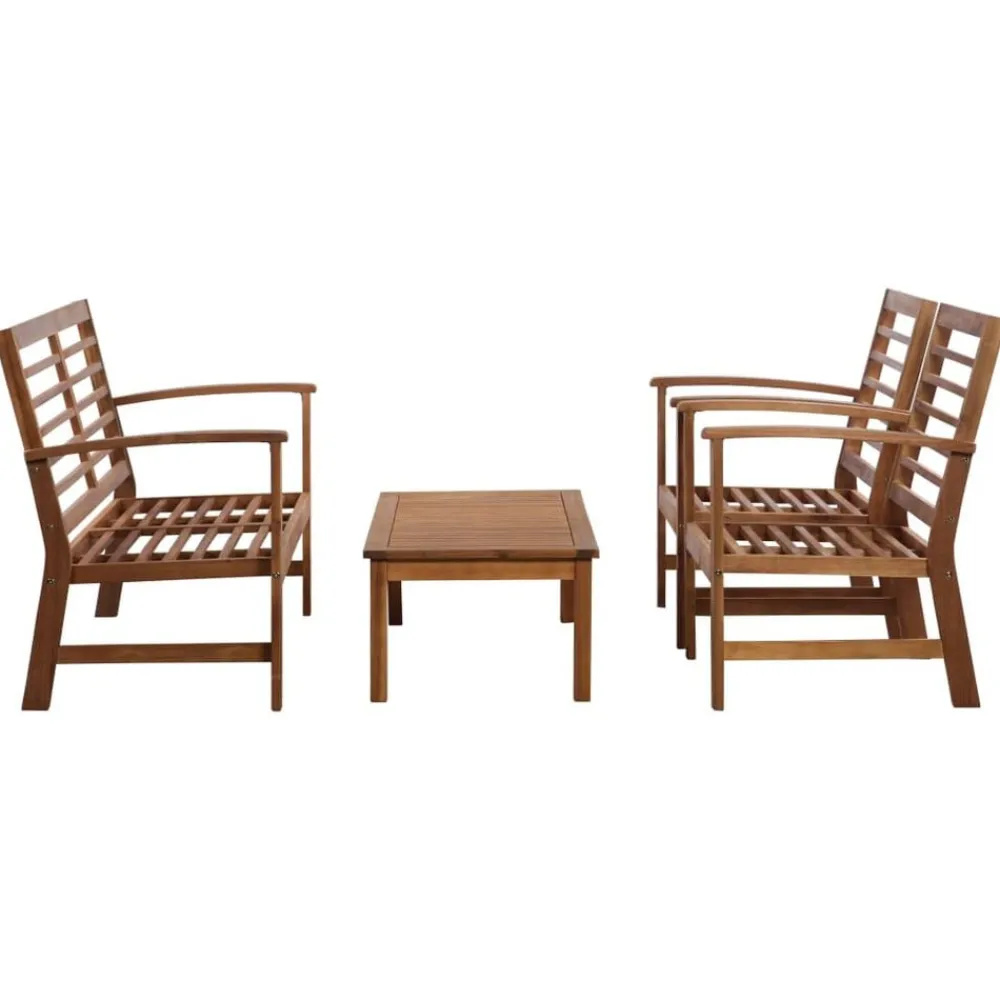 vidaXL Muebles De Jardín-Juego de muebles de jardín 4 piezas madera maciza de acacia