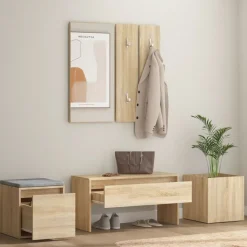 vidaXL Bancos-Juego de muebles de recibidor madera contrachapada