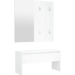 vidaXL Bancos-Juego de muebles de recibidor madera contrachapada