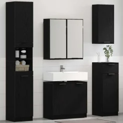 vidaXL Juego de muebles de baño 3 pcs Madera de ingeniería Roble negro Outlet