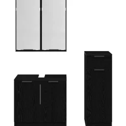 vidaXL Juego de muebles de baño 3 pcs Madera de ingeniería Roble negro Outlet