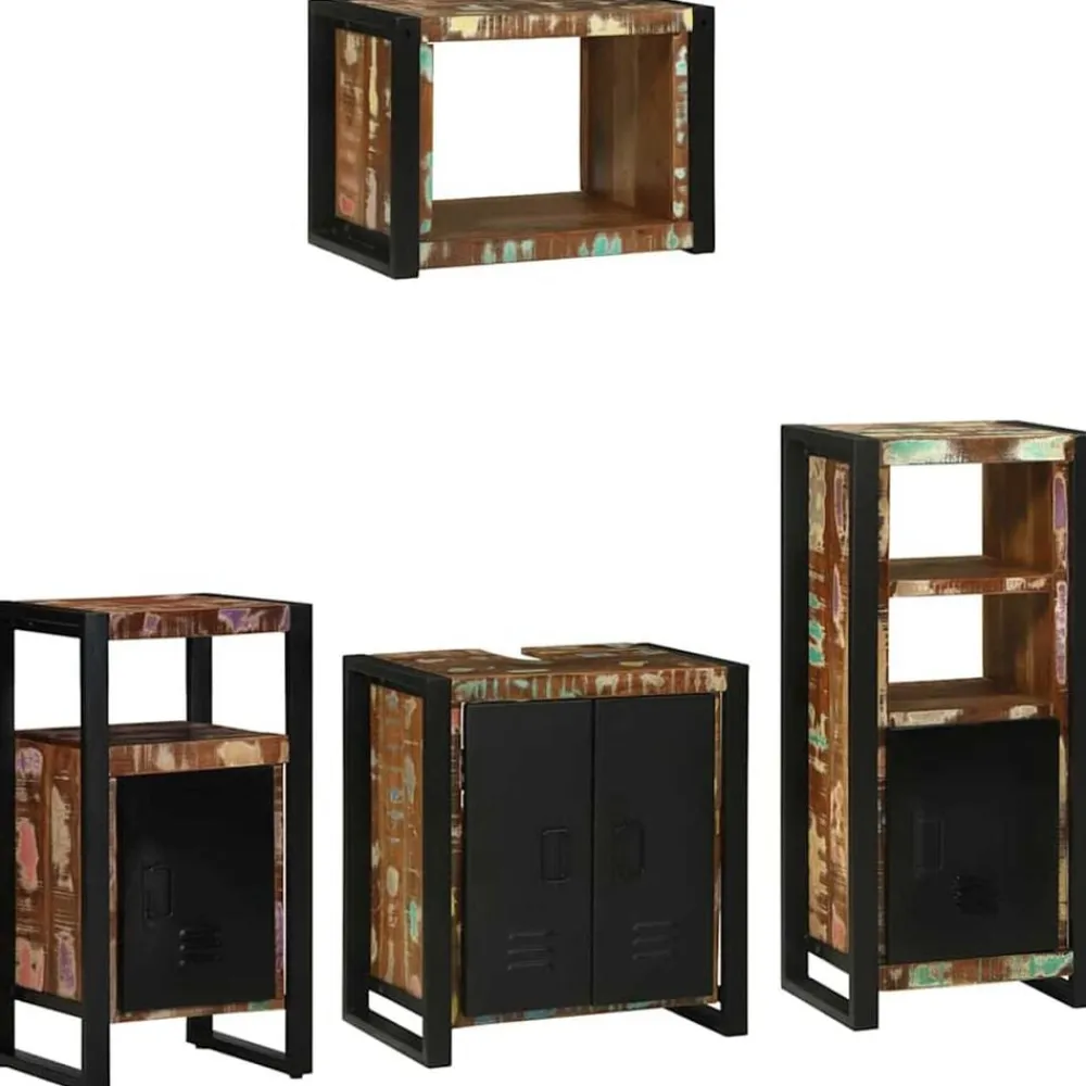 vidaXL Conjuntos De Muebles-Juego de muebles de baño 4 pcs Madera sólida recuperada