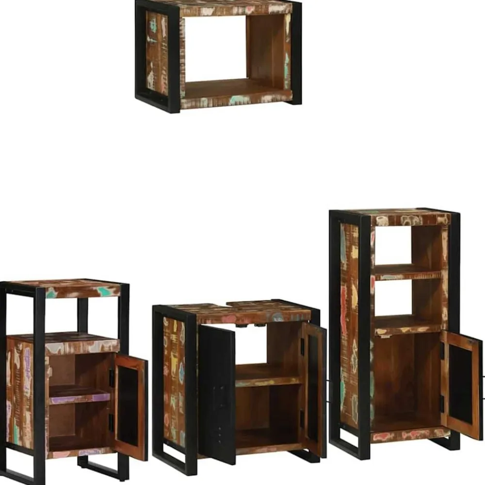 vidaXL Conjuntos De Muebles-Juego de muebles de baño 4 pcs Madera sólida recuperada