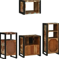 vidaXL Conjuntos De Muebles-Juego de muebles de baño 4 pcs Madera sólida recuperada