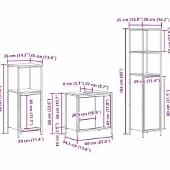 vidaXL Juego de muebles de baño con estante 3 pcs y Negro Roble Sonoma