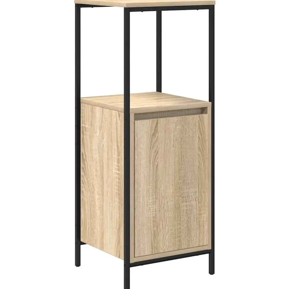 vidaXL Juego de muebles de baño con estante 3 pcs y Negro Roble Sonoma