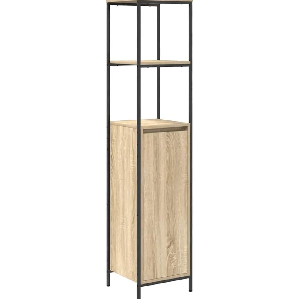 vidaXL Juego de muebles de baño con estante 3 pcs y Negro Roble Sonoma