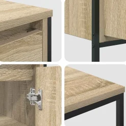 vidaXL Juego de muebles de baño con estante 3 pcs y Negro Roble Sonoma