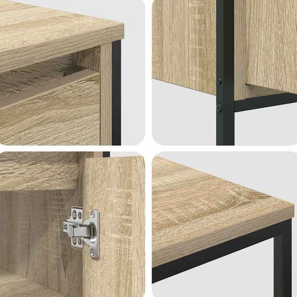 vidaXL Juego de muebles de baño con estante 3 pcs y Negro Roble Sonoma