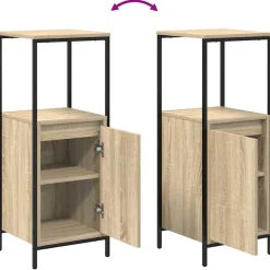 vidaXL Juego de muebles de baño con estante 3 pcs y Negro Roble Sonoma