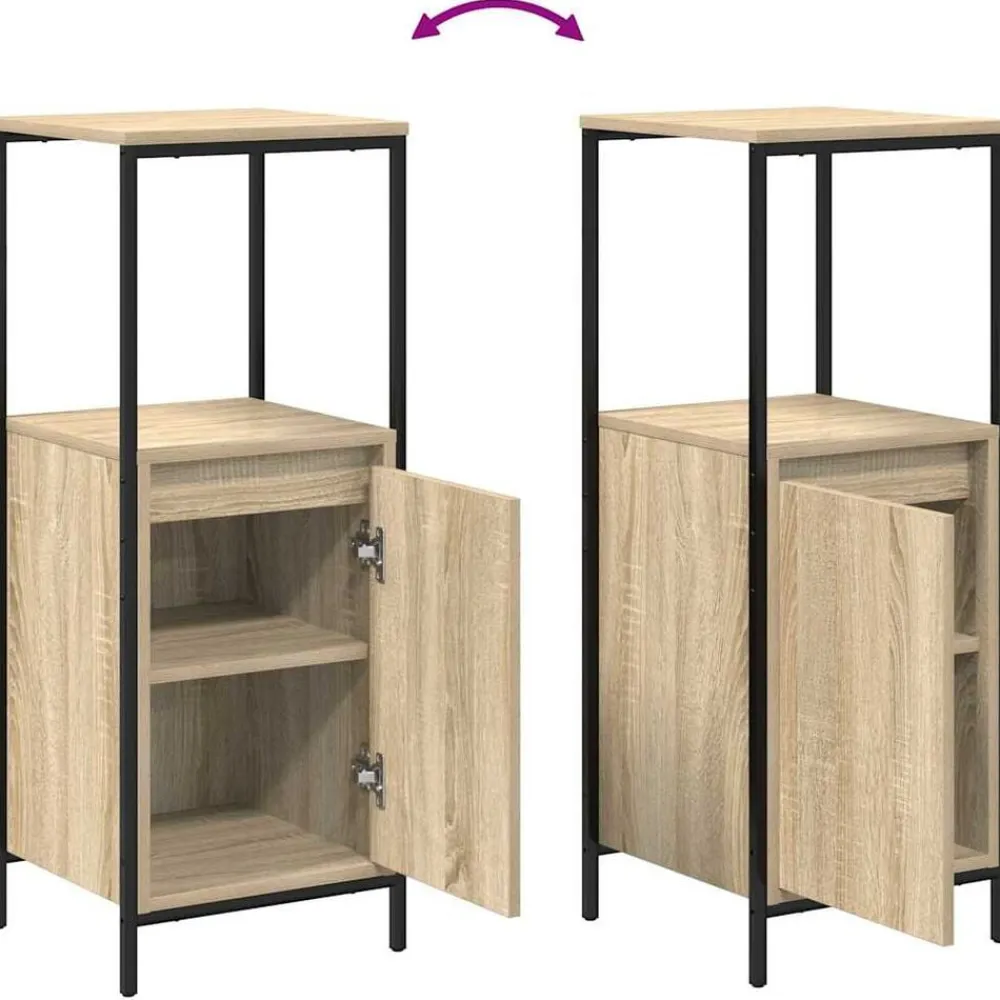 vidaXL Juego de muebles de baño con estante 3 pcs y Negro Roble Sonoma